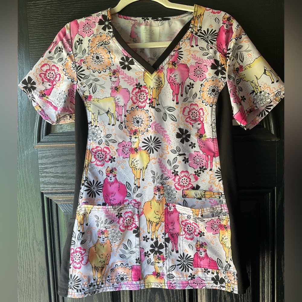 Llama Scrub Top